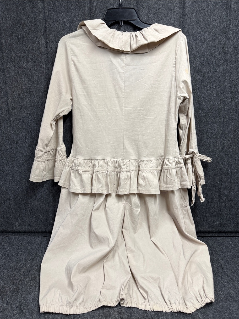 Zone Bleue Women's Cream Ruffle Midi Dress Jacket - Picture 3 of 7